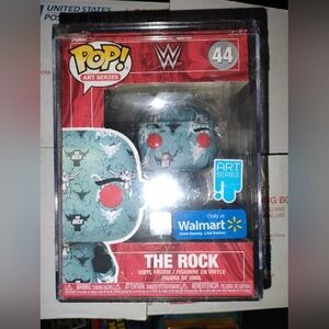 Funko Pop Walmart Exclusive Art Series WWE The Rock #44 In Hardshell Protector